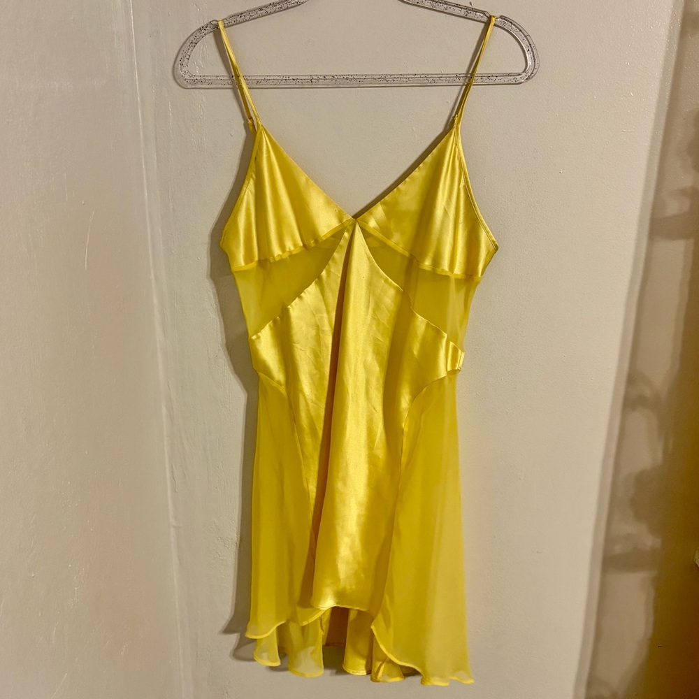 Yellow Satin Slip Dress